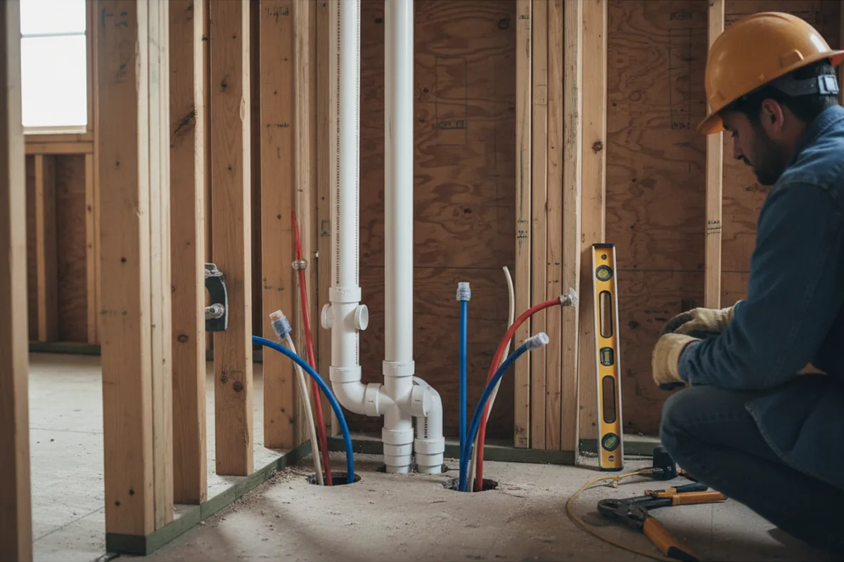 Drain and supply rough-in during Leak Detection in Valley View