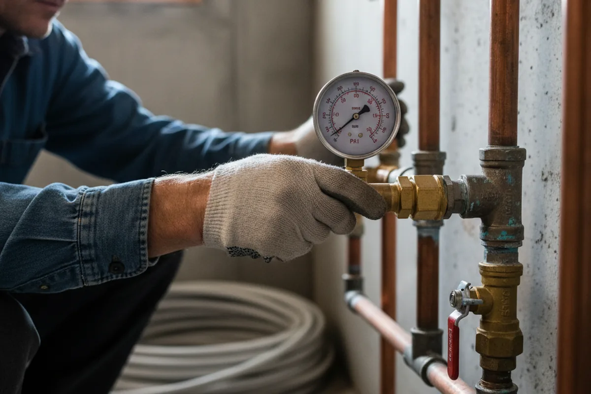 Pressure testing a repaired line during Water Line Repair in Valley View
